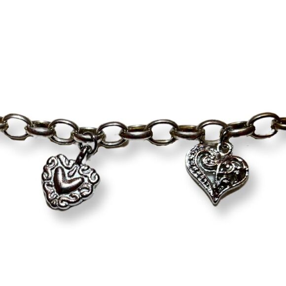 ⭐️3/$25⭐️ Silver Hearts And Love Charm Bracelet - Picture 2 of 5